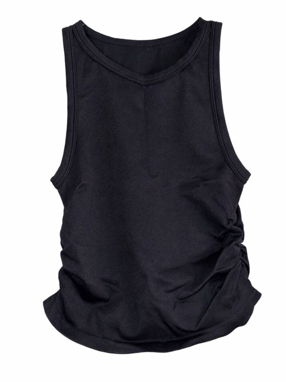 NWOT Ruched Black Tank Top for Women - Sleek Scoop Neck